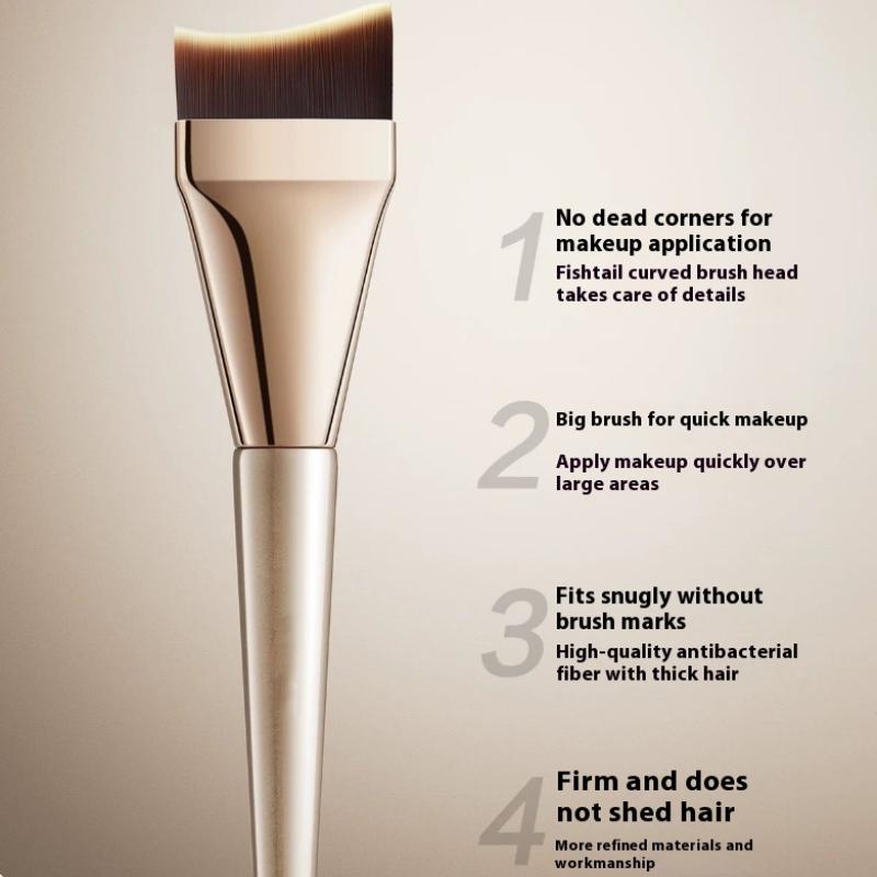 2Pcs Professional Arc-Shaped Flat-Head Ultra-Thin Foundation Brush, Paint-Free And Traceless Foundation Liquid Brush