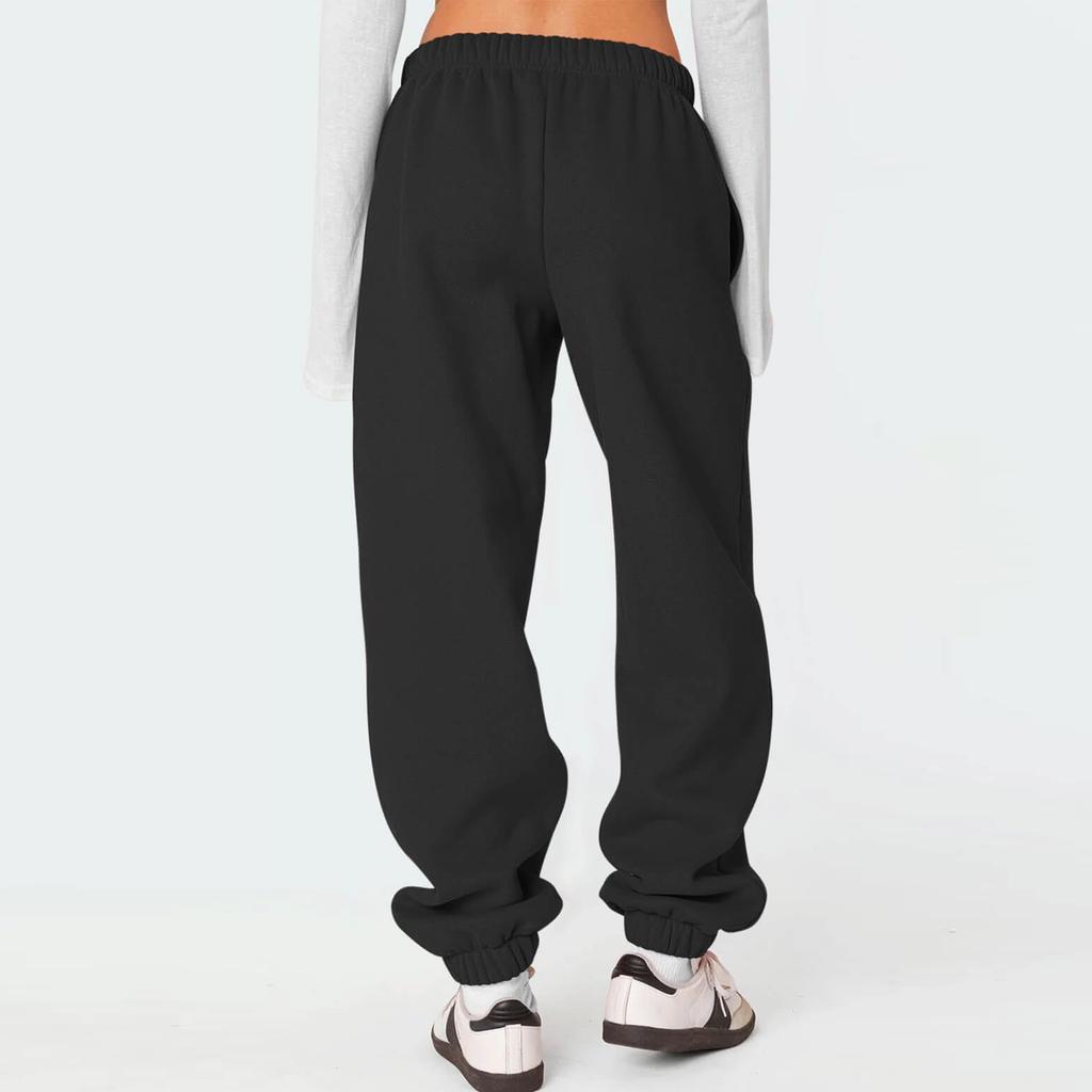 Женские флисовые спортивные штаны Зимние спортивные штаны с высокой посадкой на кулиске Мешковатые штаны-джоггеры