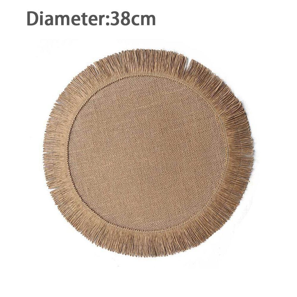 Environmental Protection Round Linen Non-slip Mat Table Mat Heat Insulation Placemat