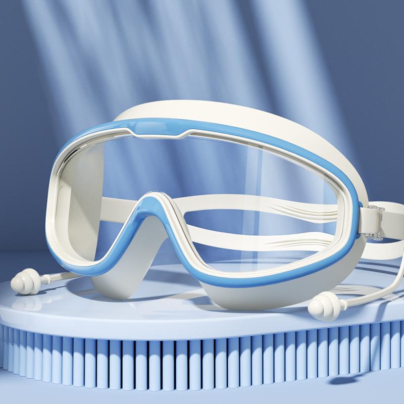 Очки для плавания с большой оправой HD-линзой и противотуманными водонепроницаемыми очками для плавания для взрослых, душа, бассейна, для мужчин и женщин