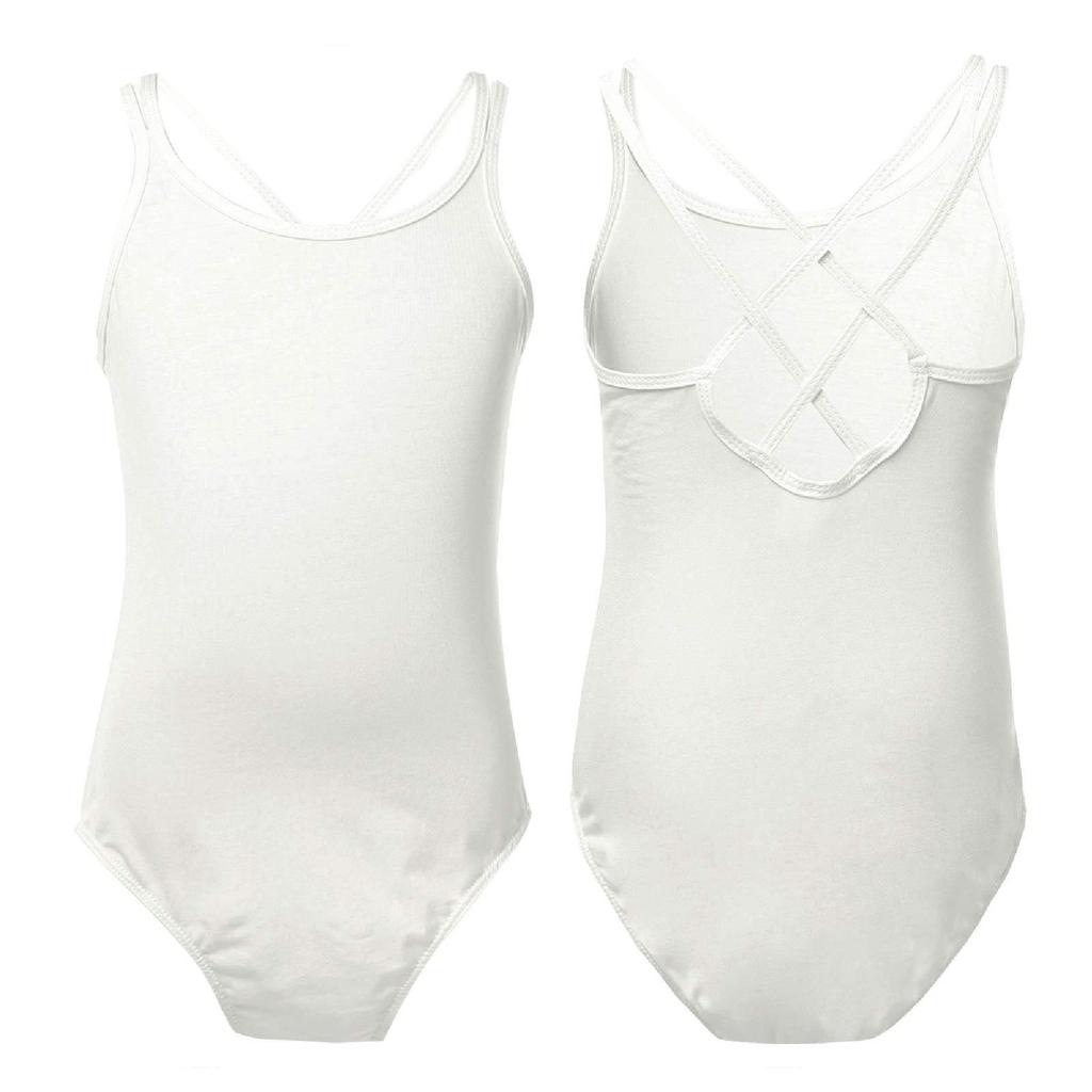 Детский танцевальный тренировочный трико для девочек, комбинезон без рукавов с перекрещенной спиной, детский костюм для йоги