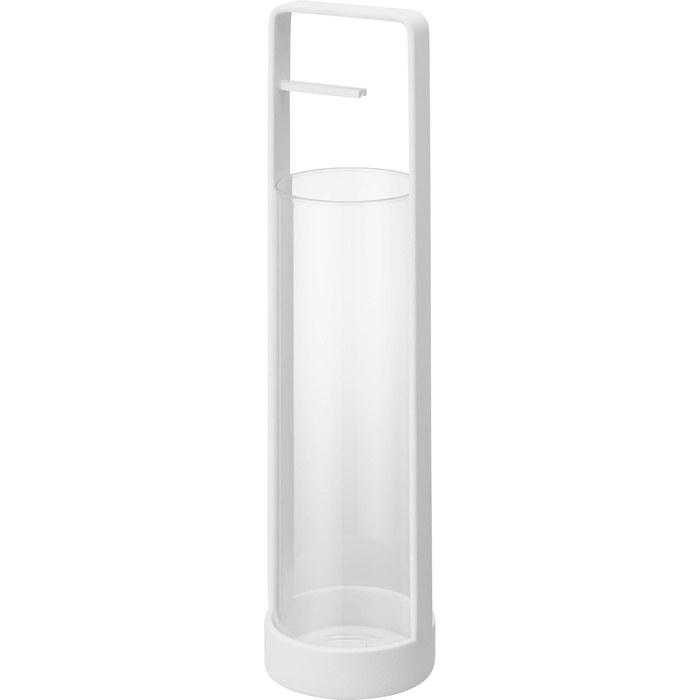 Yamazaki Incense Stand with Ash Prevention Cover, White, W7.2 x D7.2 x H28cm, Tower 10013. Glass cover: W6.5 x D6.5 x H20cm.