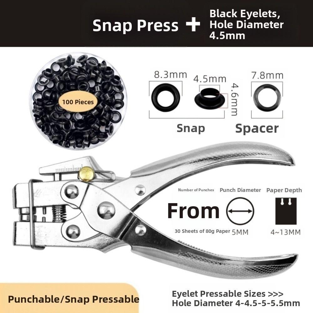 Heavy-Duty Punching Grommet Eyelet Pliers Kit  for Bookbinding, Leather & Fabric