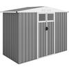 Garden Tool Shed in Galvanized Steel with 2 Doors, 246x117x180 cm, Light Grey