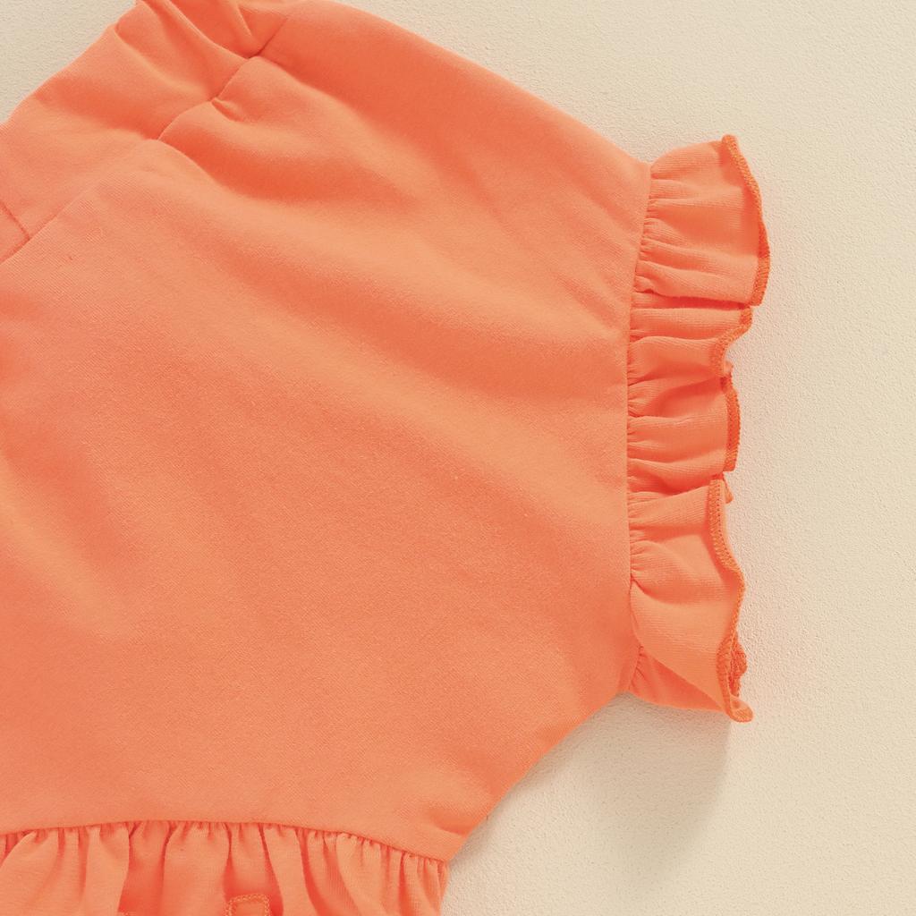 Baby Girls Easter Shorts Sets Short Sleeve Letter Embroidery Romper Tops Ruffle PP Shorts Headband Sets