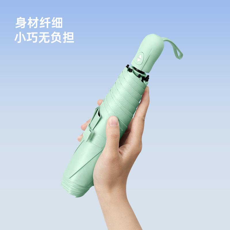 Трехсекционный шестиспицевый ультралегкий автоматический зонт из виниловой ткани, солнцезащитный зонт с защитой от УФ-лучей, карманный зонт двойного назначения для погоды и дождя