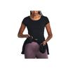 Under Armour Solid Color Round Neck Fitted Short Sleeve T-Shirt Women Tops Black 1379156-001
