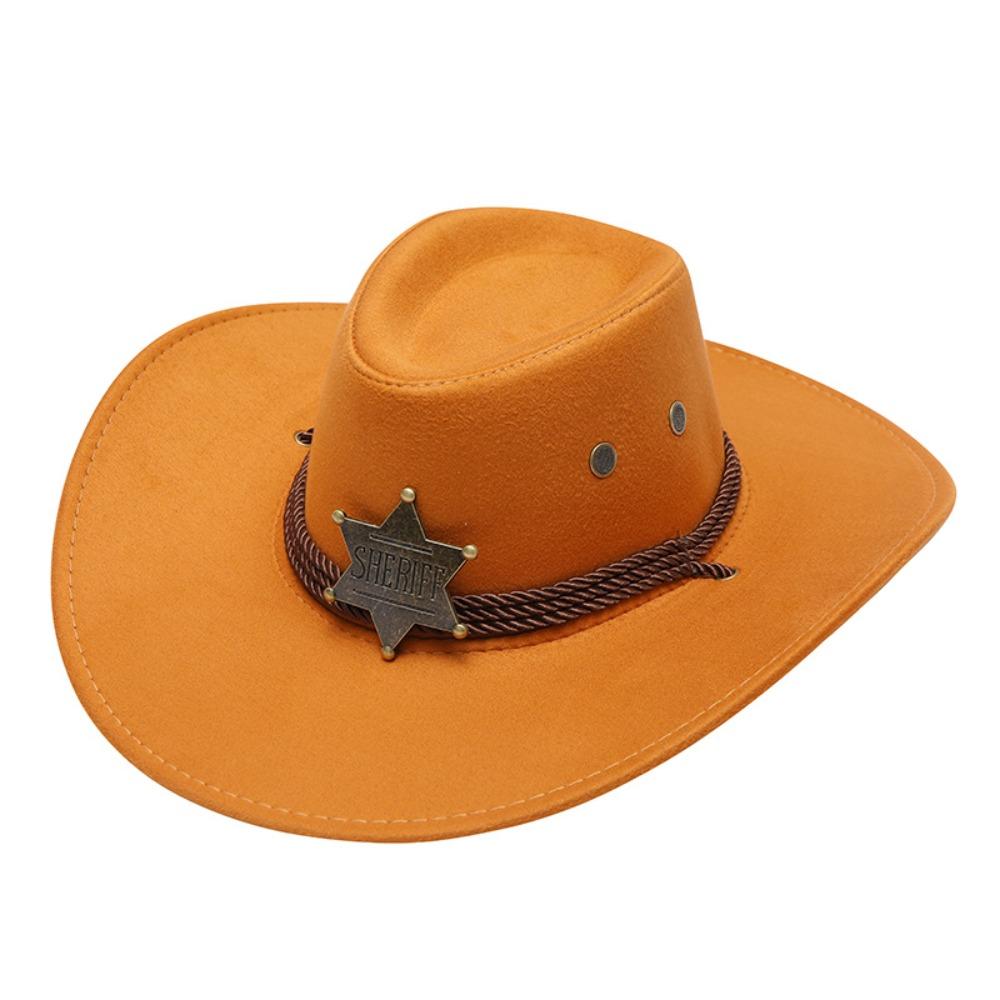 Retro Artificial Suede Beach Cowboy Hat Wide Brim Solid Color Party Cosplay Hat Sun Protection Breathable Sun Sunscreen Cap