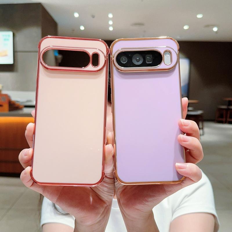 Роскошный однотонный глянцевый мягкий чехол TPU для Google Pixel 9 Pro XL 8 Pro 7A, ультратонкое покрытие, защита линз, противоударный глянцевый чехол для телефона