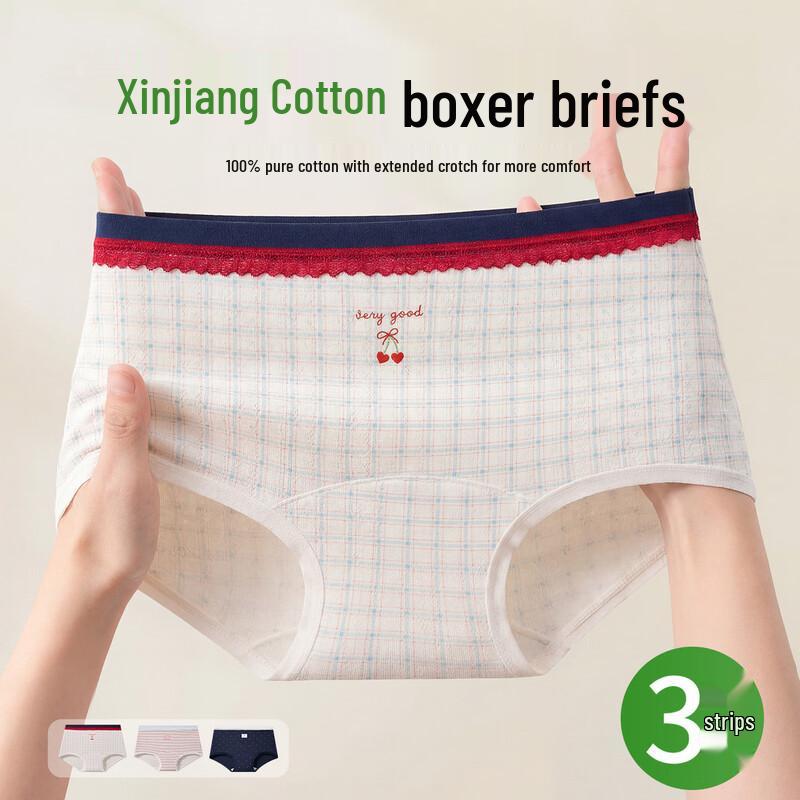 Fenteng Sweet Lace-Trimmed Cotton Panties for Teens (3-Pack)