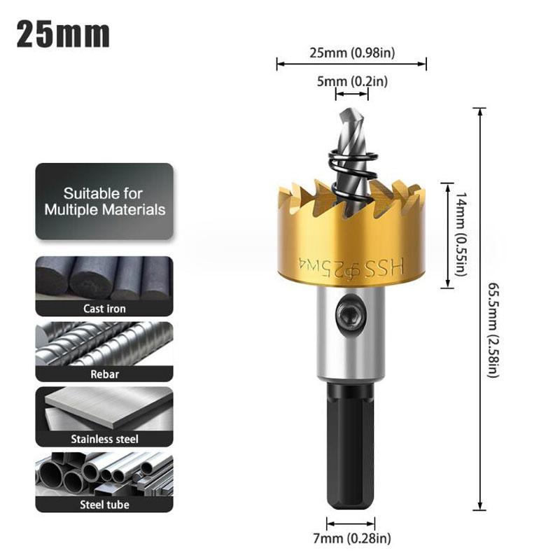 Комплект биметаллических кольцевых пил HSS со сверлами для резки металла, нержавеющей стали, железа и дерева, кольцевая пила