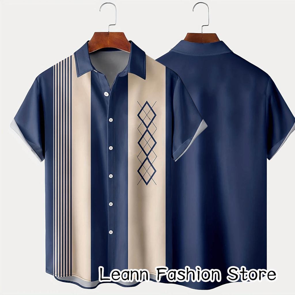 Мужская летняя рубашка с 3D-принтом в полоску с покерной символикой, повседневная пляжная одежда с коротким рукавом, мужская модная одежда для отдыха с отложным воротником