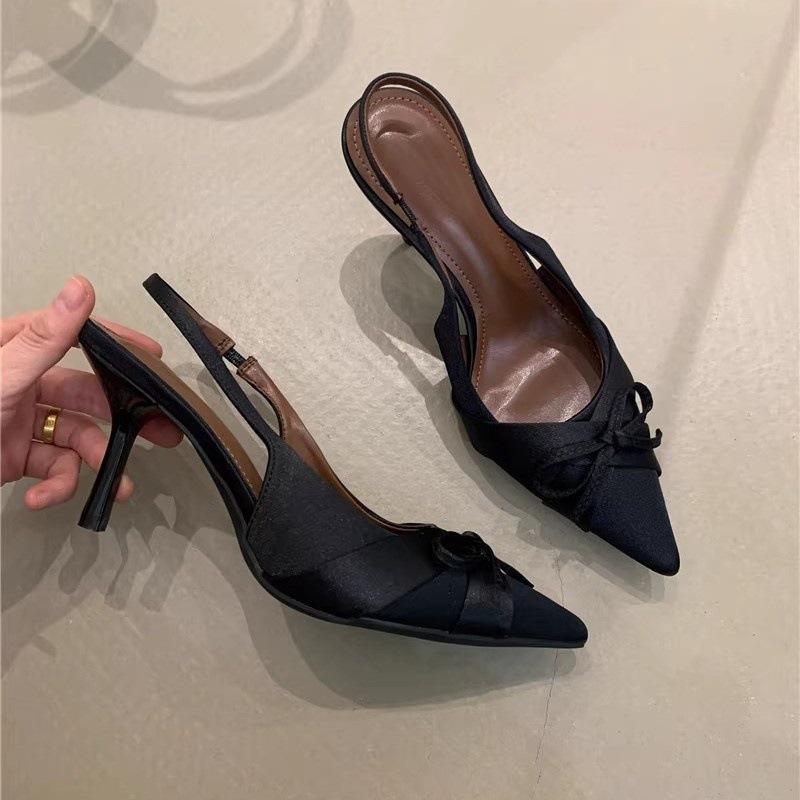 Нежный вечерний бриз туфли на высоком каблуке женственность элегантный бант острый носок шпилька сумка голова сандалии