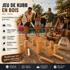Jeu de Kubb - FERRY JOUETS - 21 pièces - Bois naturel - Filet de rangement - 2-12 joueurs