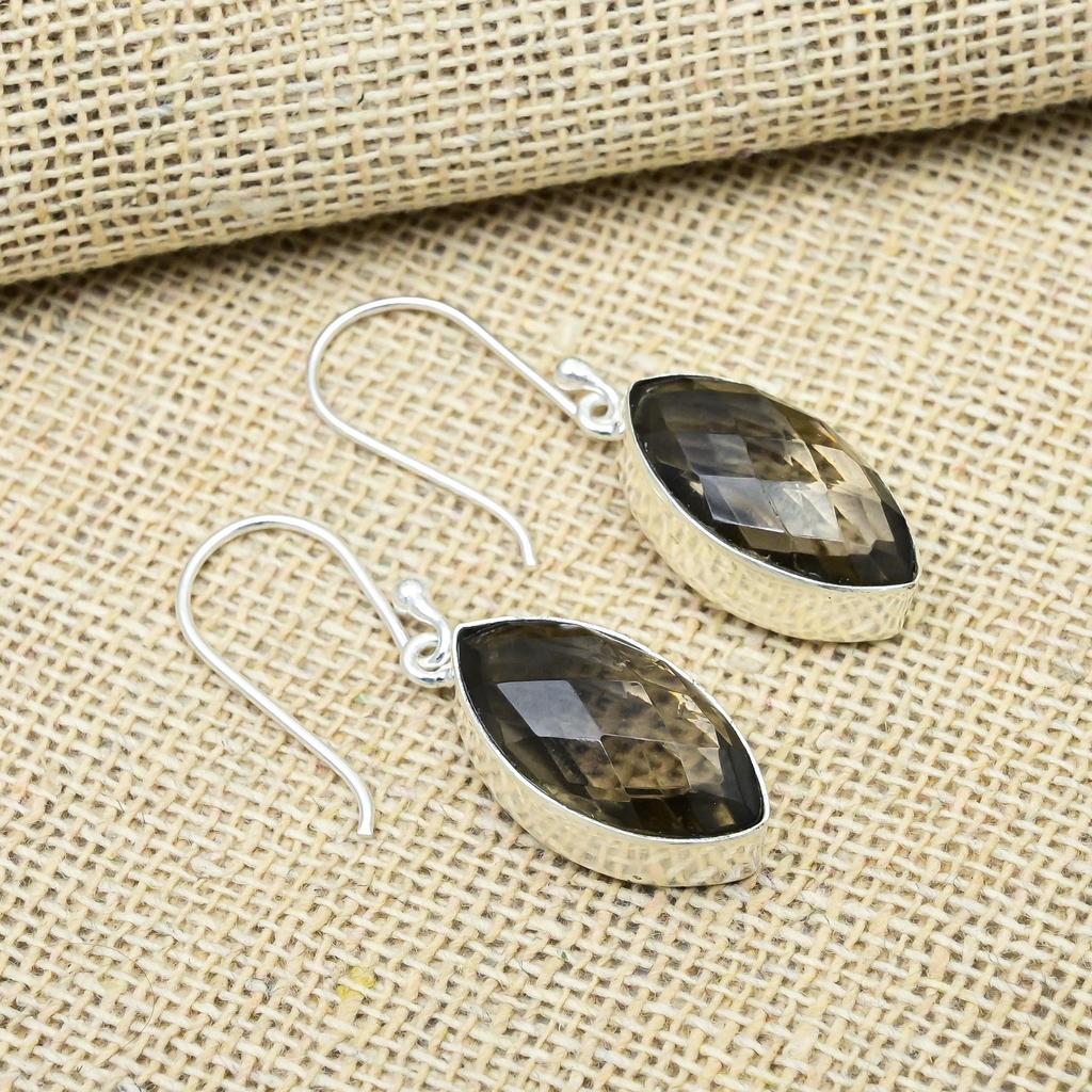 Дымчатый топаз драгоценный камень ручной работы из цельного серебра 925 пробы абсолютно новые серьги ювелирные изделия