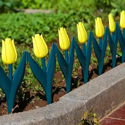 10 шт. Пластиковый садовый забор в форме цветка тюльпана, Легко собираемая декоративная окантовка для сказочного сада, двора, уличного декора