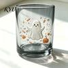 Spooky Pumpkin Party Cups Halloween Ghost Glass Cup, Colorful Gradient Aesthetic Tumbler with Decorative Holiday Drinkware Skull Print, Drinkware,