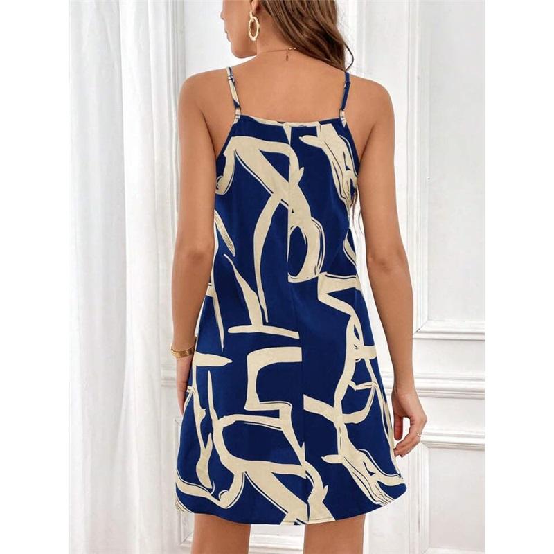 Women's Summer Sleeveless Striped Print Sexy Suspender Dress