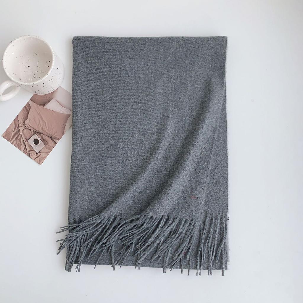 2024 Winter New Scarf Women'S Versatile Imitation Cashmere Thickened Warm Premium Solid Color Large Size Shawl