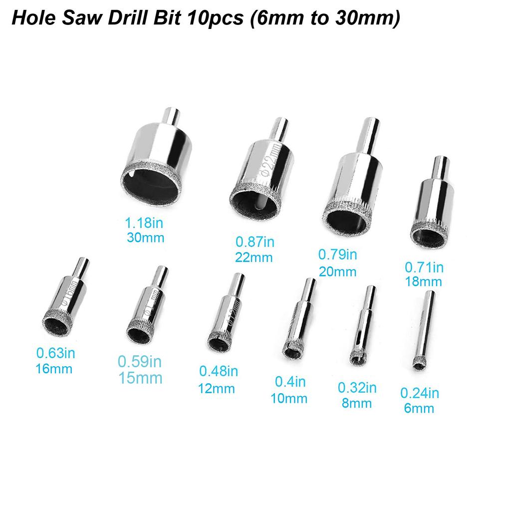 Drill Bit Set Diamond Coated Marble Glass Ceramic Porcelain Tile Granite Stone Bottles Hole Saw Cutter Power Construction Tool