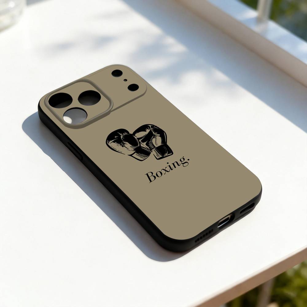 Боксерские перчатки Крутые Для iPhone 17,16,15,14,13,12,11,Pro,Max,Plus,E,SE4,Air,Mini Черный Мягкий Чехол для Телефона