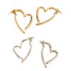 1 пара серег Huggie, полый цвет в форме сердца, однотонный, в стиле ретро, ​​антиаллергенный, с гальваническим покрытием, легкий, из нержавеющей стали