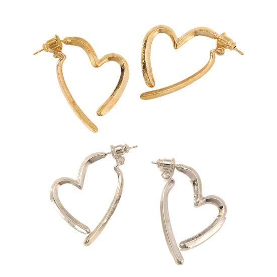 1 пара серег Huggie, полый цвет в форме сердца, однотонный, в стиле ретро, ​​антиаллергенный, с гальваническим покрытием, легкий, из нержавеющей стали