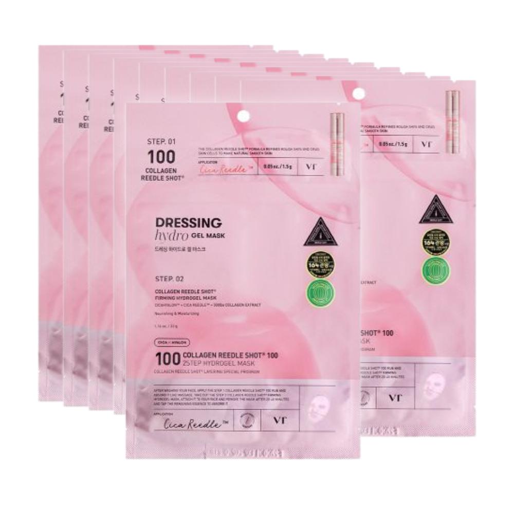 VT Collagen Riddle Shot100 Двухступенчатая гидрогелевая листовая маска – Укрепляющая и осветляющая корейская косметика (10 листов)
