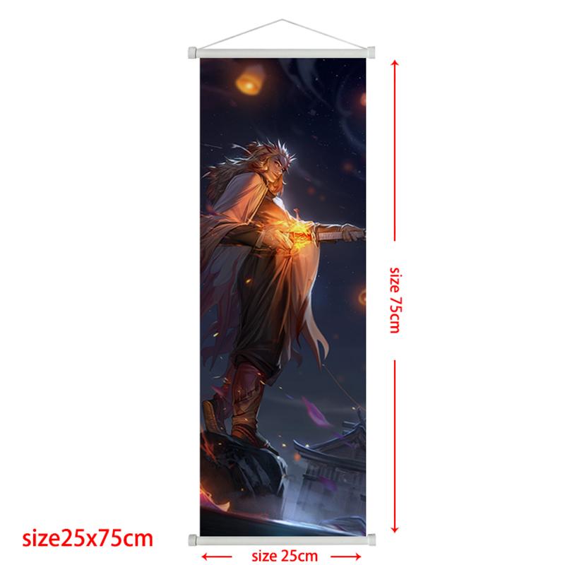 Demon Poster Rengoku Scroll Slayer Kyoujurou Home Decor Kamado Tanjirou Living Decoration Hanging Painting Kids Gift Posters