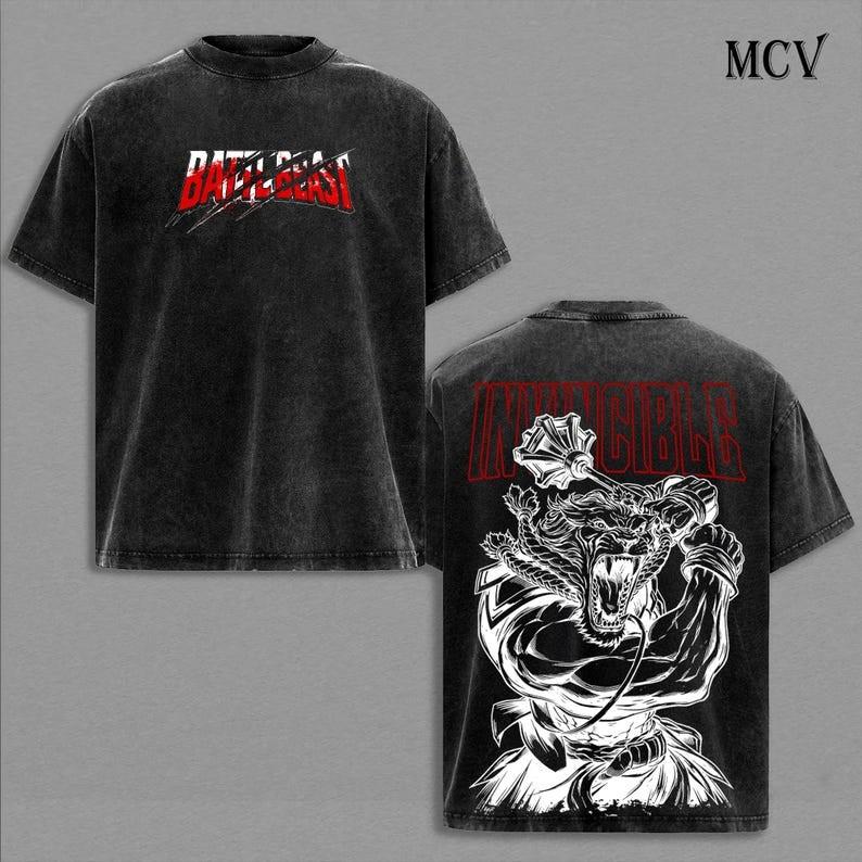 Battle Beast Invincible Graphic Tee, Washed Cotton Streetwear Shirt
