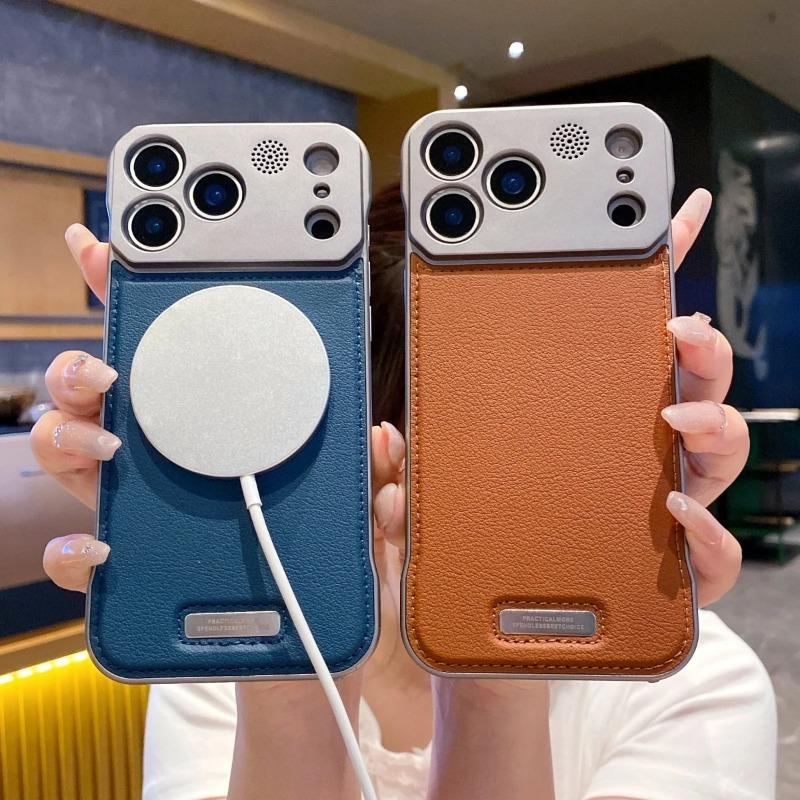 Безрамочный кожаный чехол с ароматерапией для iPhone 17 Air 16 E 15 14 Plus 13 12 Mini 11 Pro Max Для Magsafe Магнитная деловая крышка