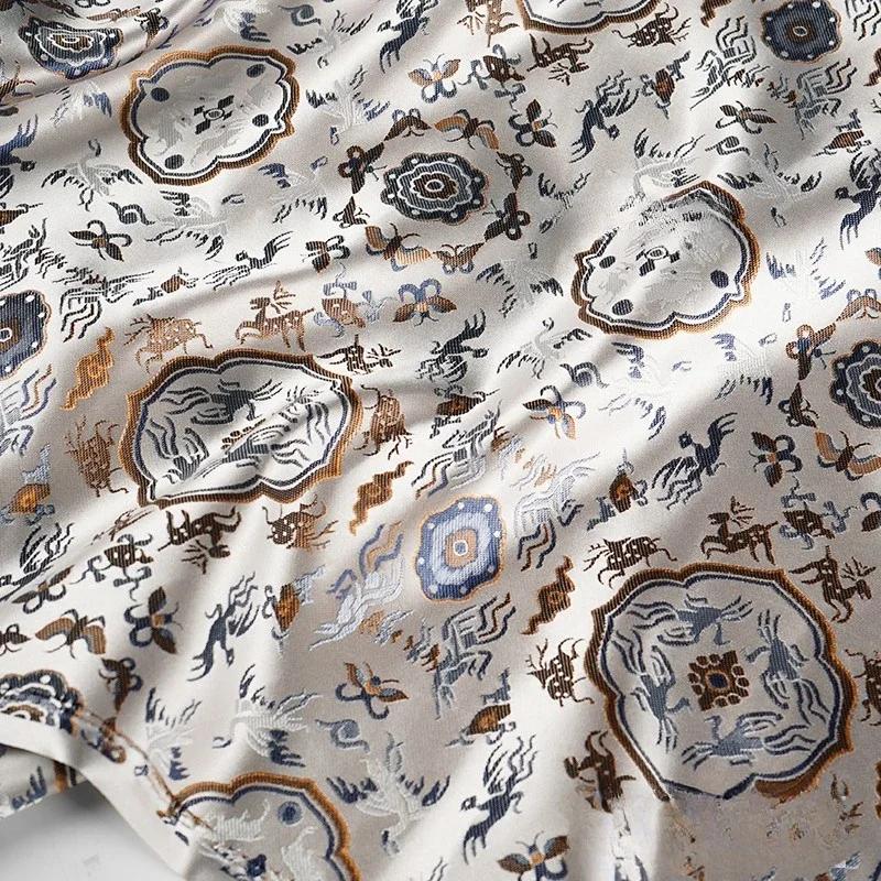 100 см жаккардовый гобелен атласная ткань шелк Helu Tongchun гладкая текстура подвеска парча династии Сун чонсам ханьфу