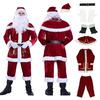 Adult Winter Christmas Costume 7Pcs Deluxe Santa Claus Father Cosplay Full Suit Fancy Dress Hat Top Pants Gloves Shawl Men Cosplay Christmas Sets