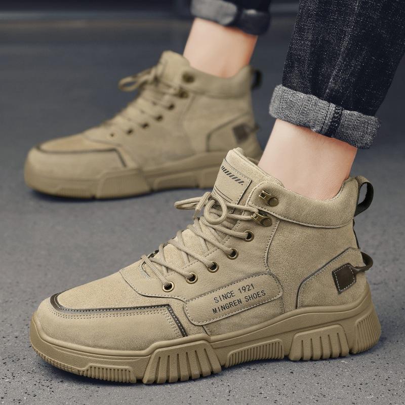 Мужские высококачественные кожаные ботинки, мужские весенние повседневные мотоциклетные ботинки на шнуровке, базовые мужские ботинки