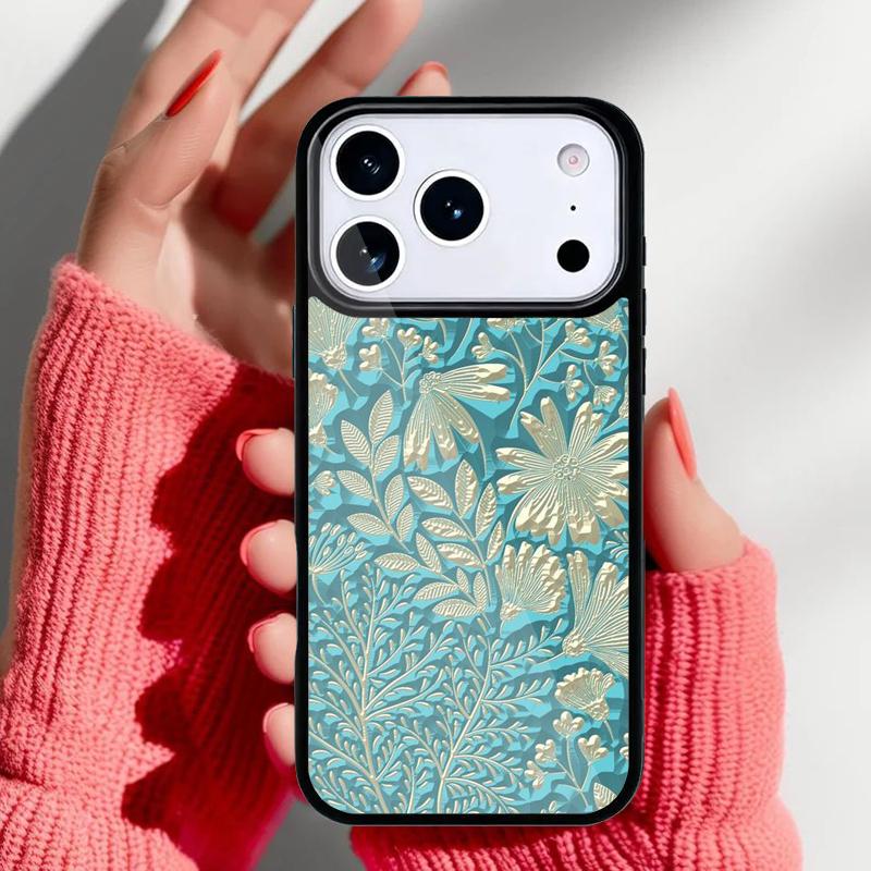 Чехол для телефона с цветочным рельефом для iPhone 17 16 15 14 13 Pro Max Задняя крышка для 12 11 Pro Coque