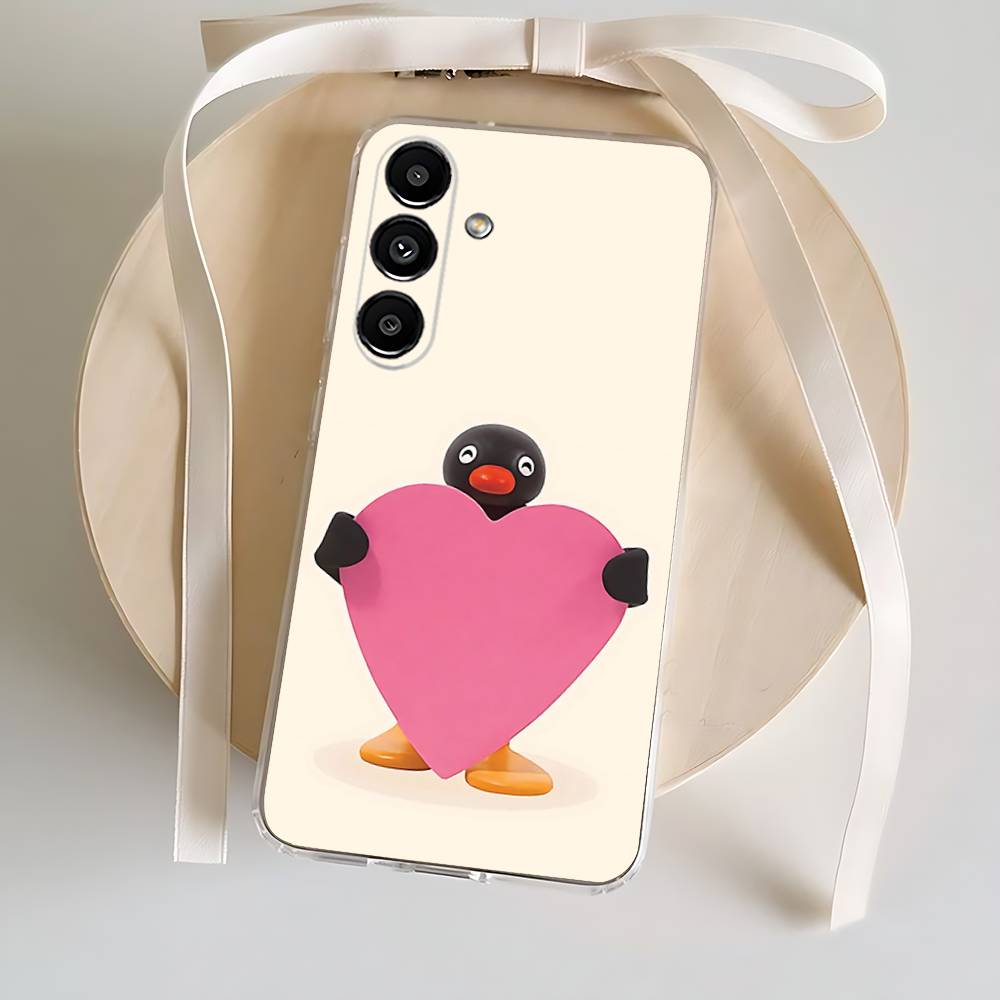 Happy P-Pingu Penguin Phone Case For Samsung S24,30,21,22,23,20 FE,lite,PIus,Ultra,5G,Note,9,10 Transparent Cover