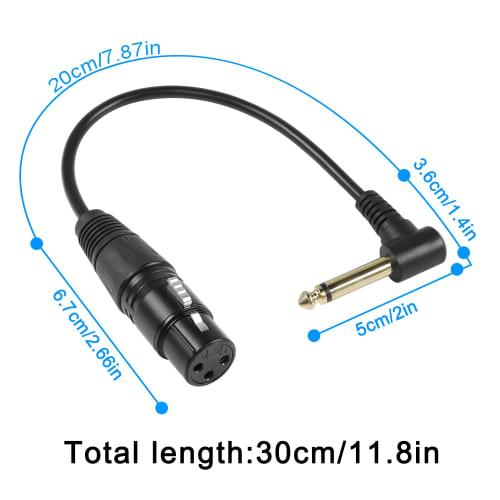 QIANRENON 90 Angle TS 6.35mm To XLR Unbalanced Microphone Cable, XLR Female To 1/4" 6.35mm TS Right Angle Mono Audio Extension Cable for Mixer Amplif