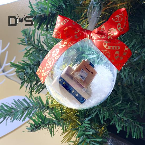 Забавные мини-упаковки, украшение, рождественский прозрачный шар, подвеска, рождественская елка, подвесная экспресс-коробка, украшение, подарочная коробка