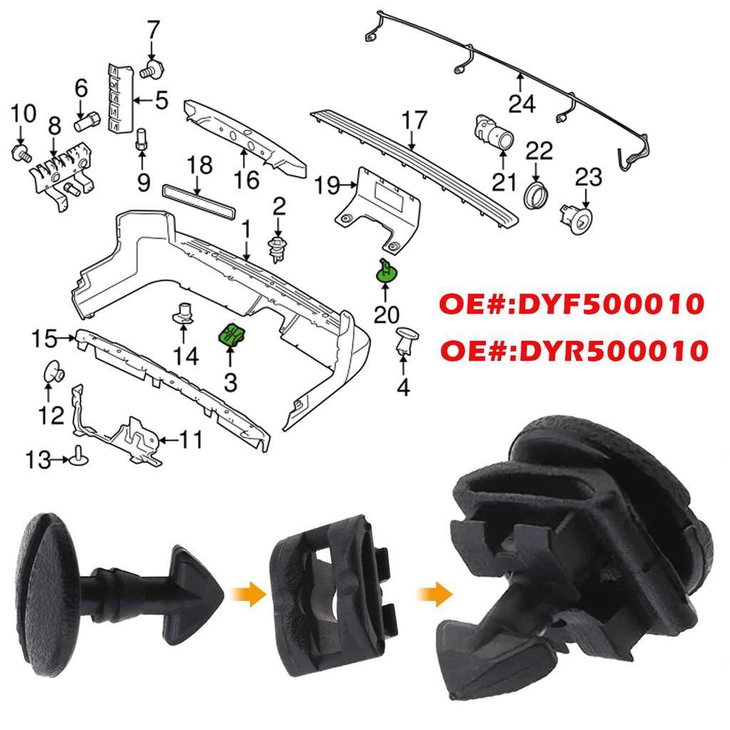 8 шт. Задний бампер поворотный фиксатор поворотные зажимы крышка буксировочной проушины для Land Range Rover sport Discovery Sport 3 4 LR2 LR3 LR4 Freelander 2