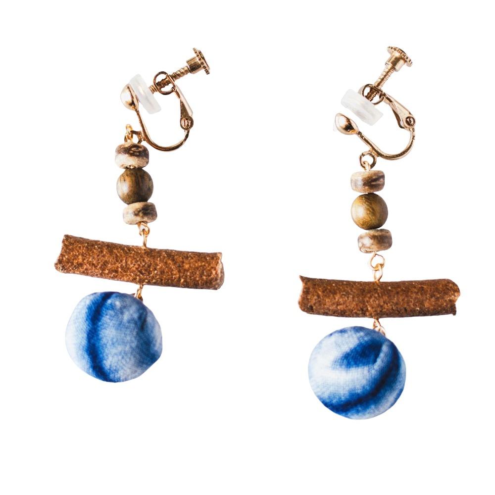 Textured Wood Beads Earring Drop Chinese Vintage Eardrop Unique Tie-Dye Earrings  Women