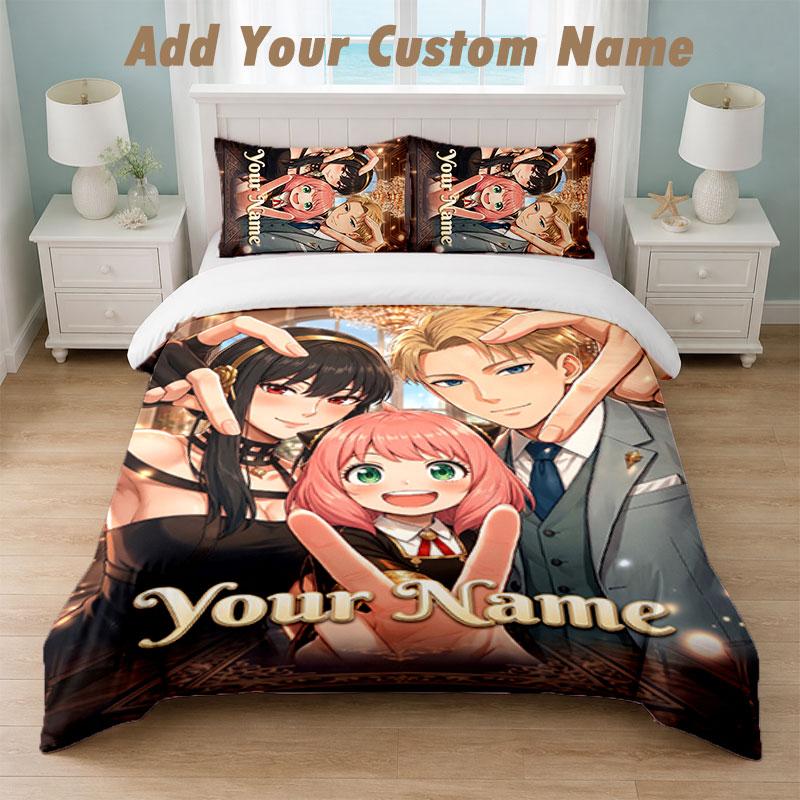Bedding Set 1 Duvet Cover 2 Pillowcases Spy × Family Print Soft Bed Linen Bedroom Decor