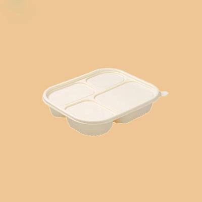 Одноразовый ланч-бокс из кукурузного крахмала с 4 отделениями и крышкой