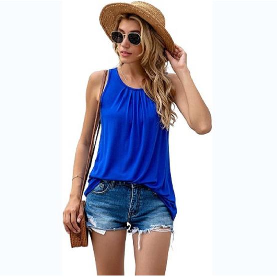 2026 Summer Women's Solid Color Vest Single-Button Top Casual T-Shirt