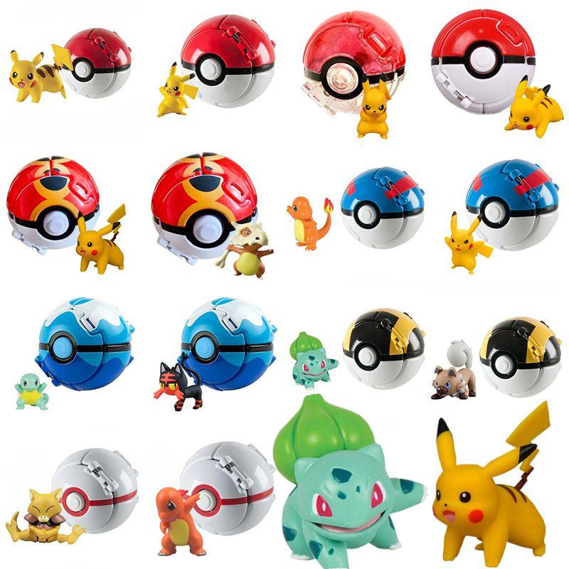 Pokemon Poke Ball Elf Figure Model Toy Pikachu Charmander Litten Rockruff Game Anime Figure