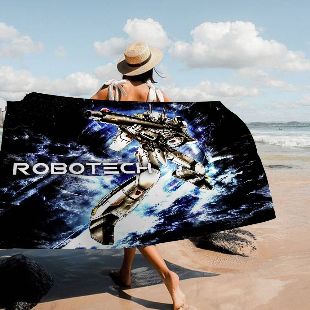 Мультяшное Микрофибровое Одеяло R-RobotechS Быстросохнущие Пляжные Полотенца Большого Размера с Принтом Супервпитывающее Полотенце-Одеяло для Бассейна