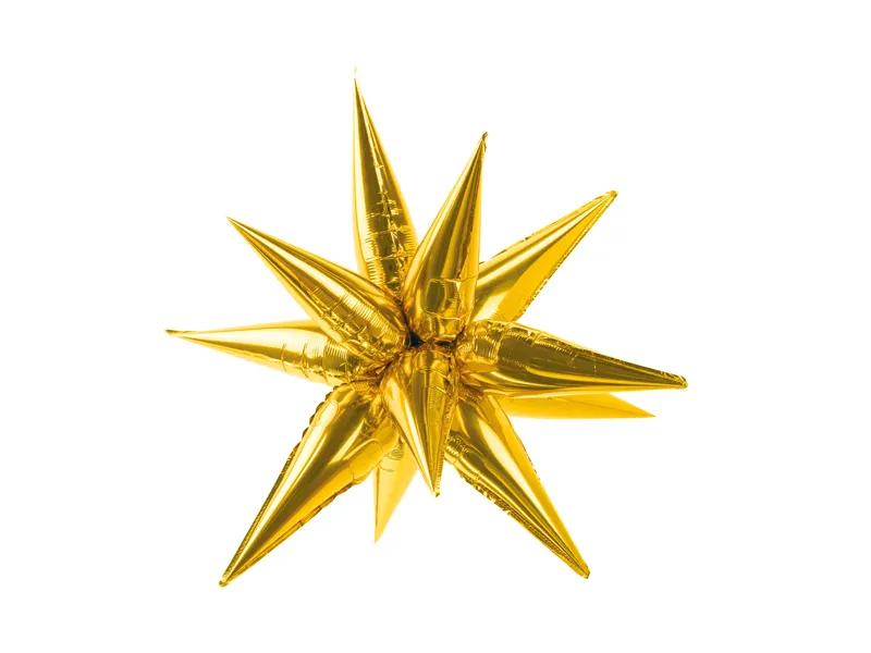 PartyDeco 3D Star Foil Balloon, 70cm, Gold