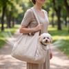 Pet Breathable Handbag Multifunctional Dog Bag Cat Bag Teddy Bigbear Going Out Portable Shoulder Crossbody Bag Beige