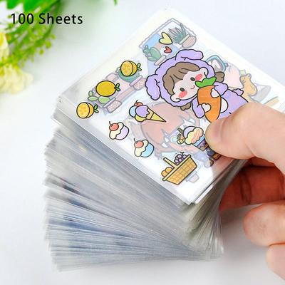 100 шт. Наклейки для скрапбукинга, телефона, бутылки для воды, игрушки, прозрачные, водонепроницаемые, мультяшные ПВХ наклейки, милый узор, украшение для блокнота