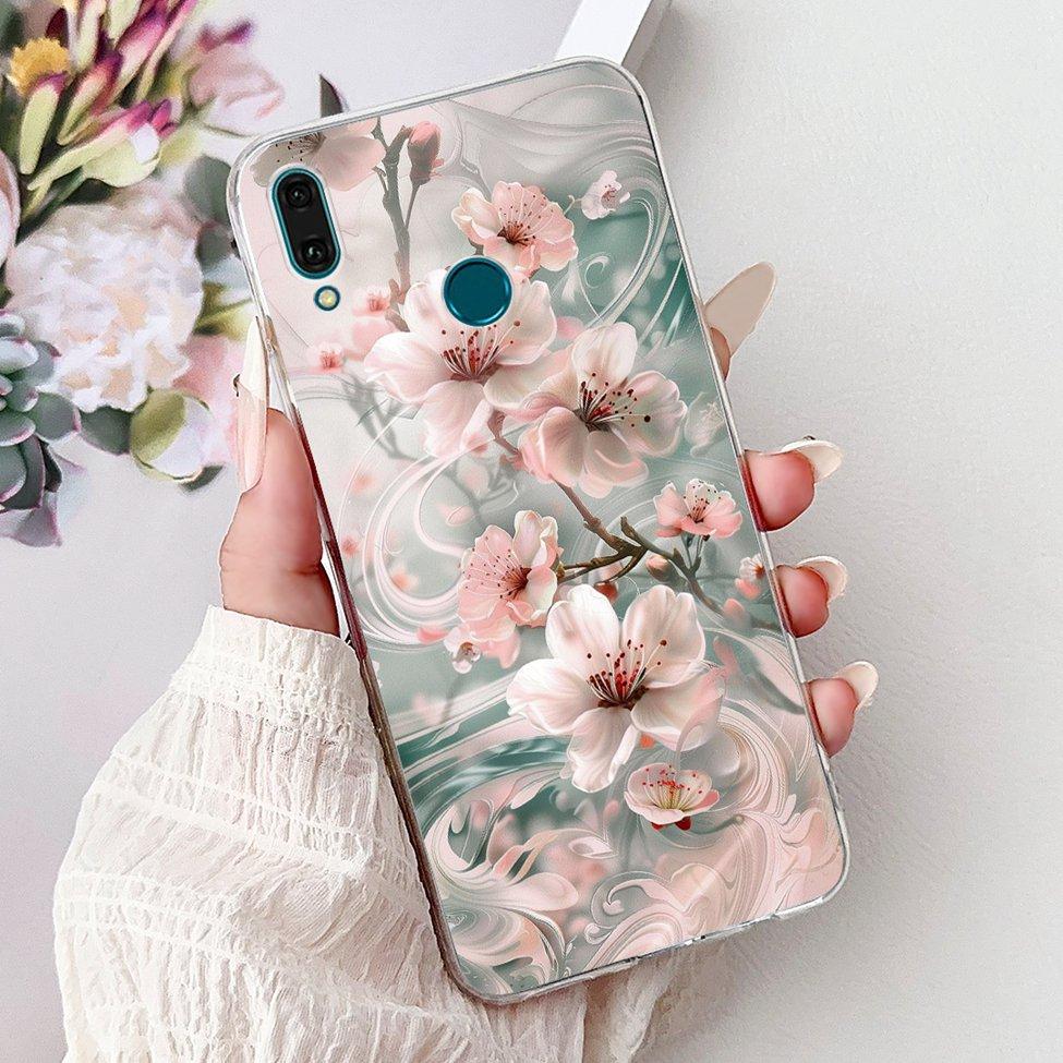 Clear For Huawei Y9 2019 Case Cover Cute Fashion Flowers Funny Cool Painted Soft Phone Case For Huawei JKM-LX1 JKM-LX2 JKM-LX3
