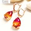 Большие двухцветные серьги-подвески в форме капли, женские серьги в форме груши оранжевого розового цвета в подарок маме
